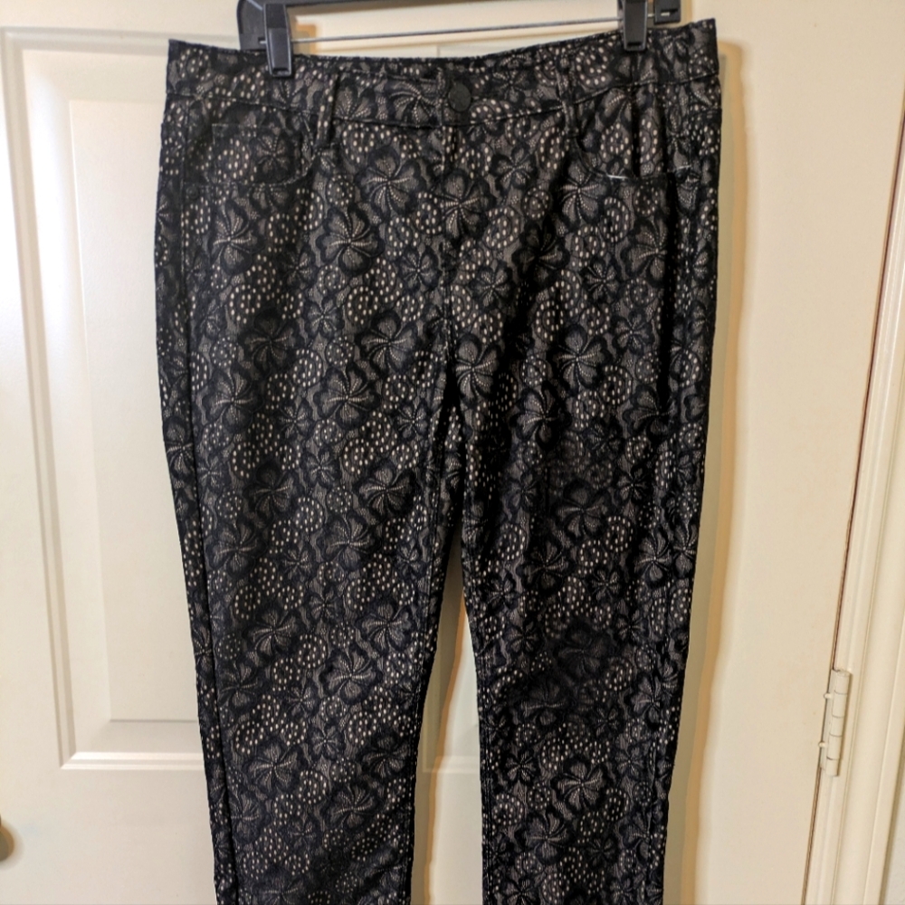 Metaphor Women's Black Floral Lace Dress Pants